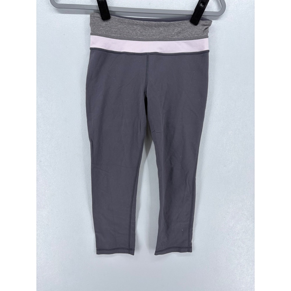 Lululemon Womens Leggings Gray Pink Colorblock Cropped Yoga 2 - Picture 2 of 4
